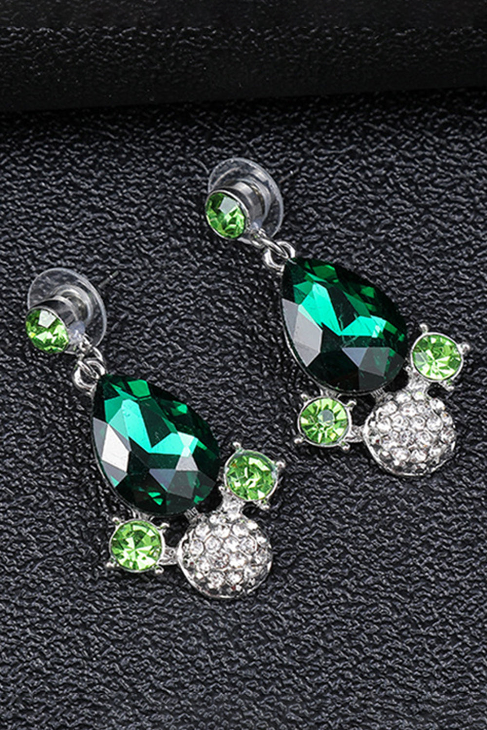 Fashion Water Droplet Shaped Rhinestone Pendant Necklace Earrings Jewelry Set