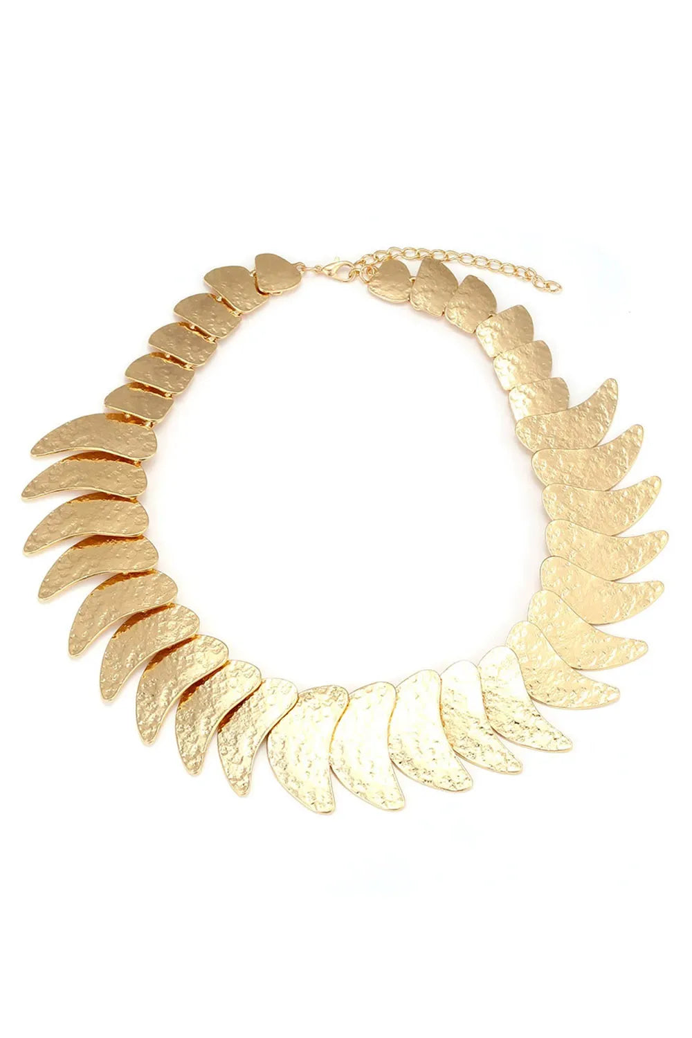 Retro Hammered Metal Crescent Sequin Bib Necklace