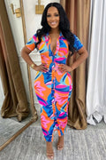 Collar Short Sleeve Colorblock Maxi Dresses