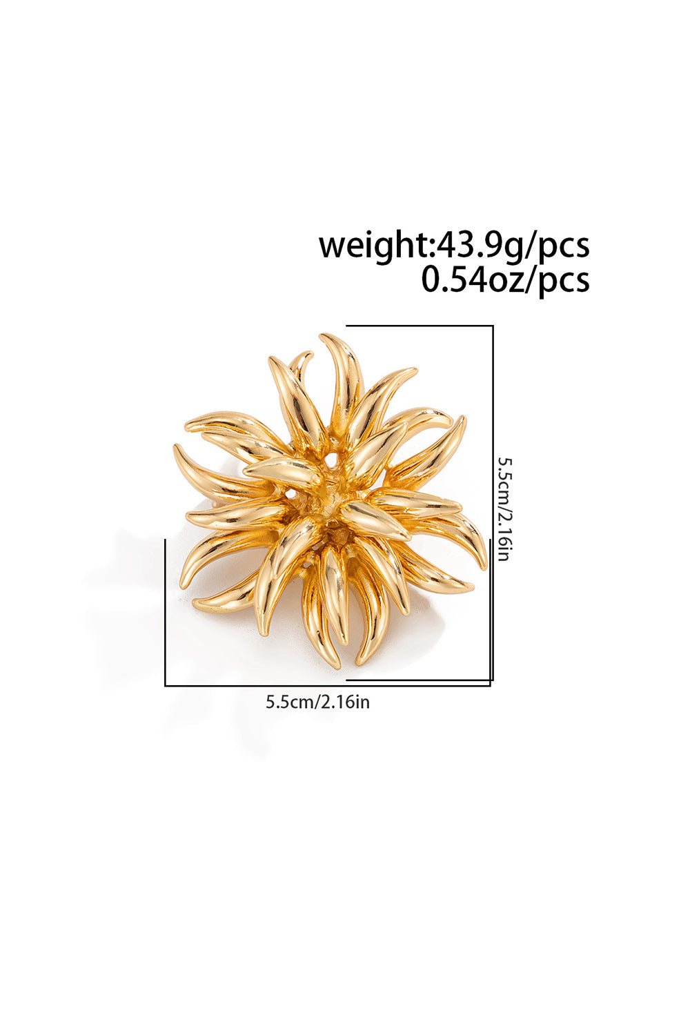 Fashionable Metallic Sheen Flower Shaped Geometric Ring Brooch