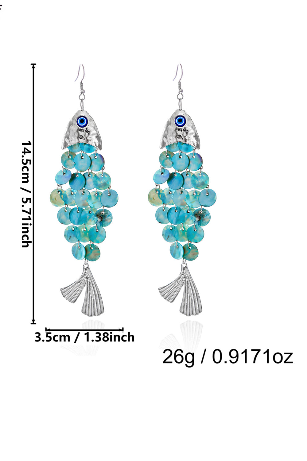 Boho Beach Layered Sequin Fish Tail Charm Long Dangle Earrings
