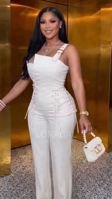 Wide Straps Tie Up Solid Color Slim Fit Casual Jumpsuit-Beige