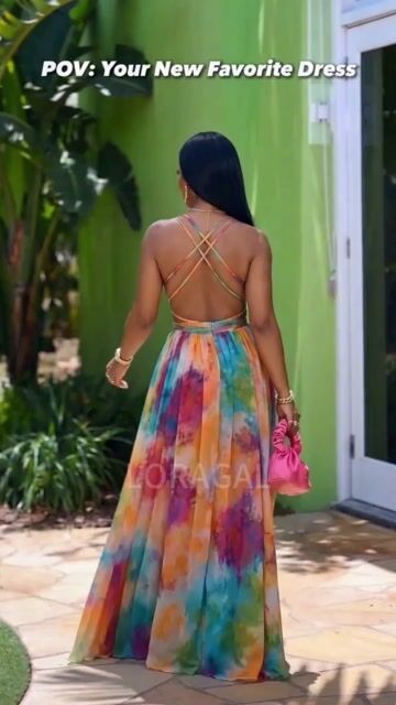Cami Neck Cut Out Tie Dye Slit Vacation Maxi Dresses
