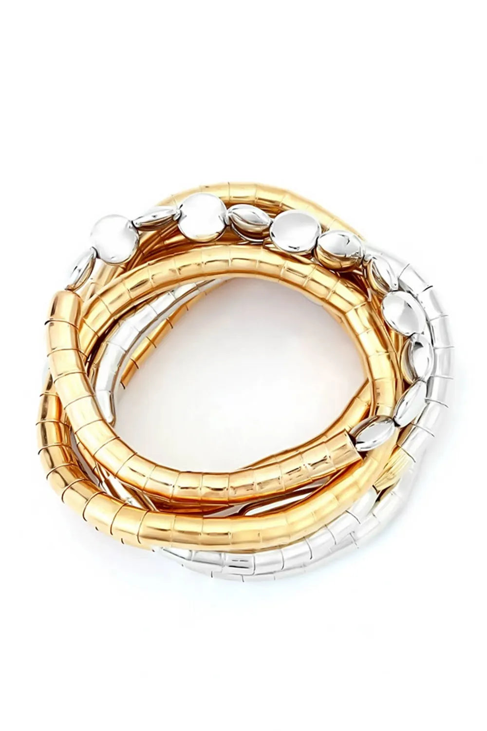 Two-Tone Stacked Irregular Beaded Geometric Bracelet