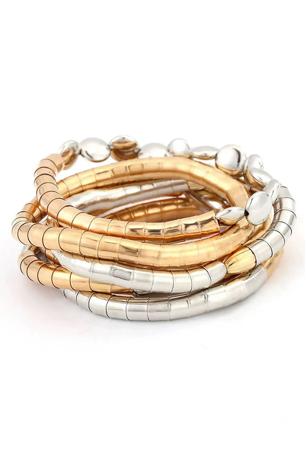 Two-Tone Stacked Irregular Beaded Geometric Bracelet