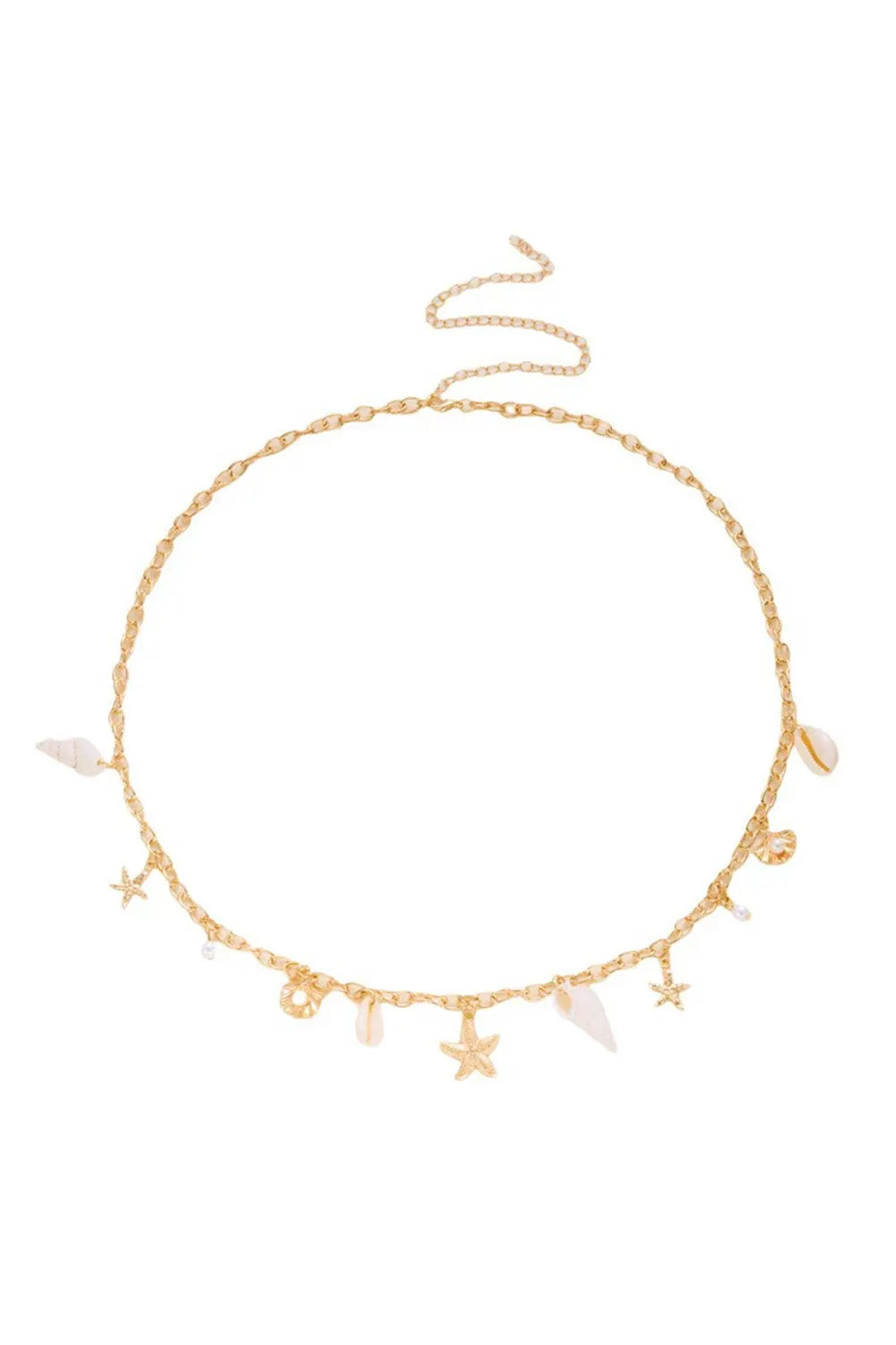 Imitation Pearl Bead Mixed Shell Starfish Pendant Waist Chain