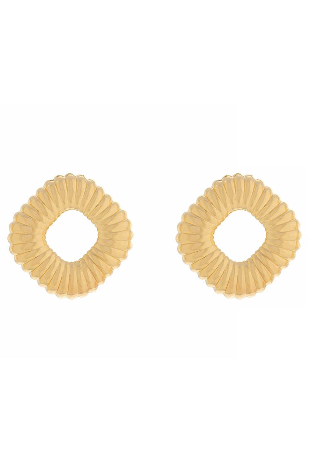 Minimalist Pleated Textured Square Frame Geometric Stud Earrings