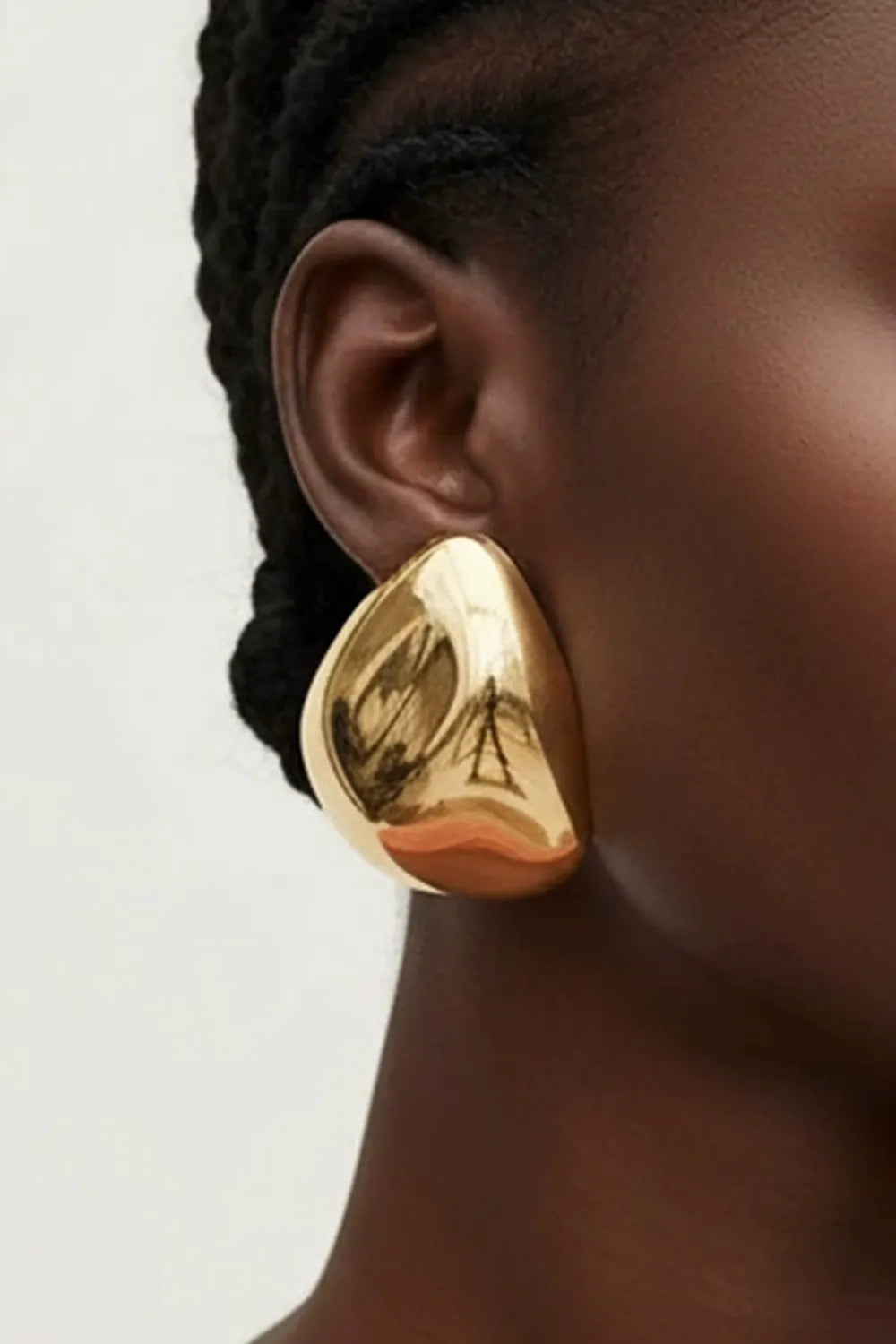 Glossy Irregular Teardrop Chunky Stud Earrings
