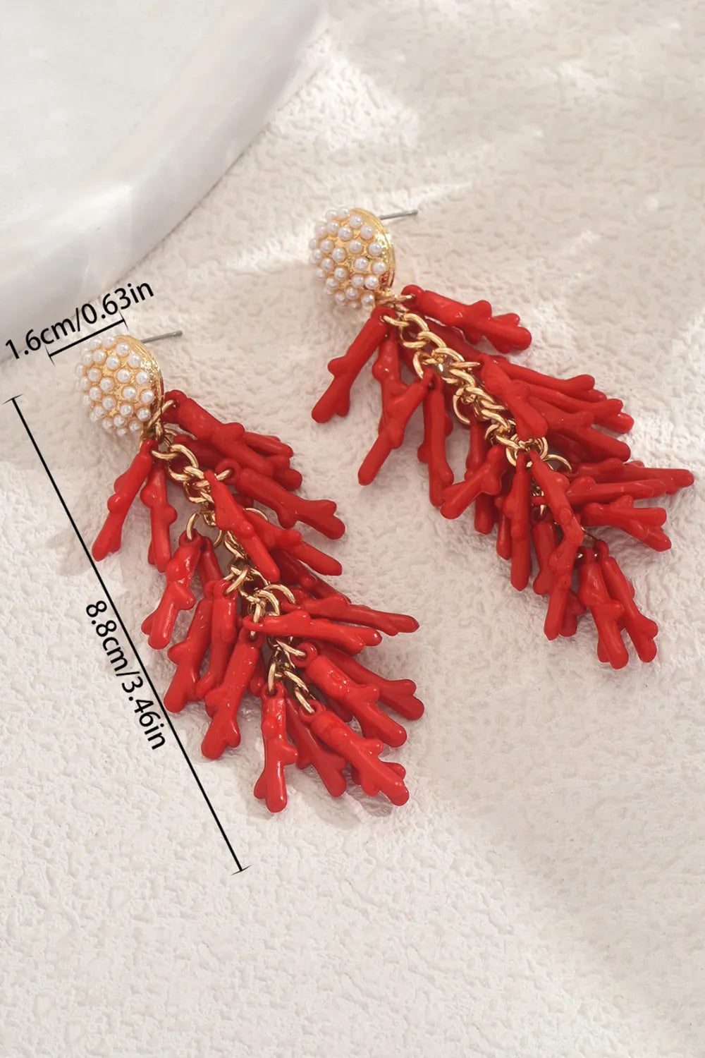 Vacation Multi-Layer Coral Inlaid Pearl Beaded Earrings