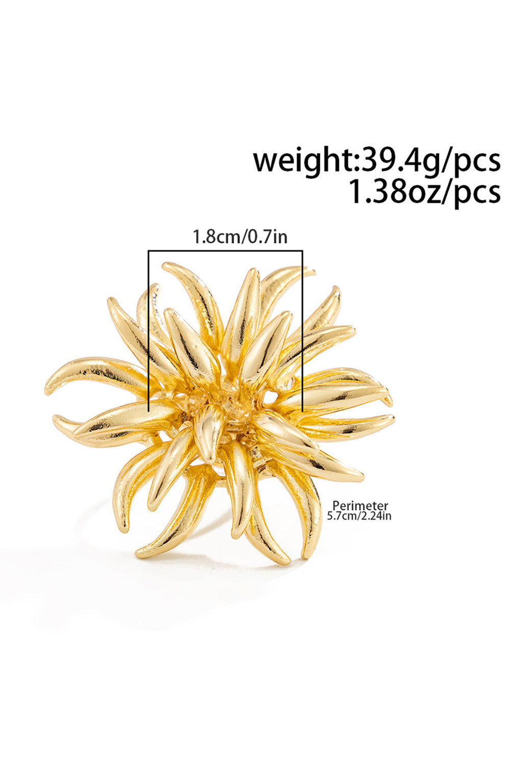 Fashion Metallic Sheen 3D Blooming Flower Shaped Ring
