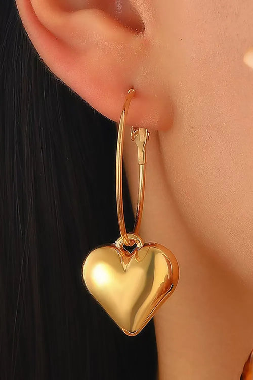 Alloy Heart Pendant Fashionable Hoop Earrings