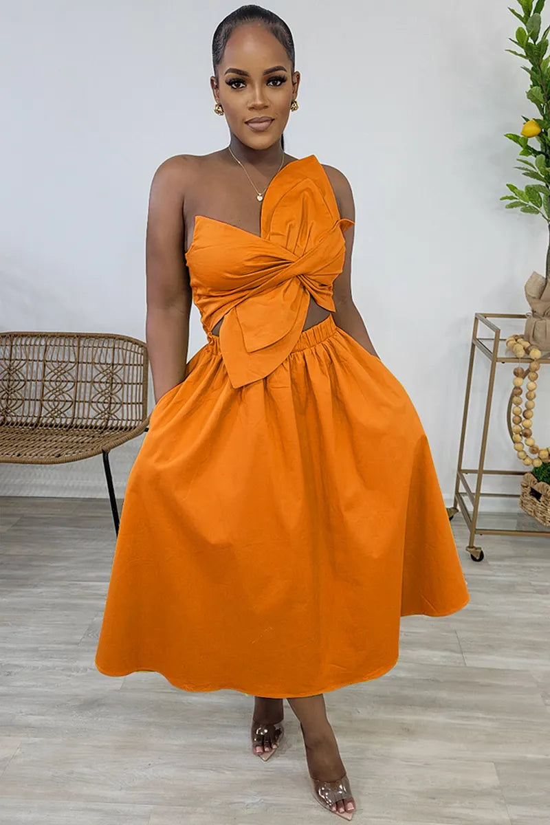 Irregular Design Ruched Cutout Sleeveless Midi Dresses-Green