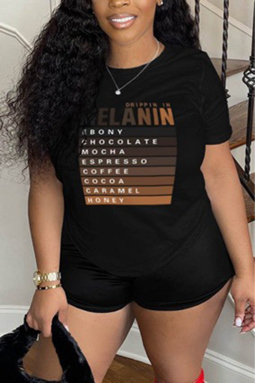 Round Neck Short Sleeve Letter Pattern Loose Fit Casual T-Shirt-White