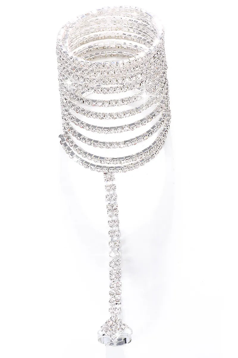 Fashionable Multi-Layer Rhinestone Finger Linked Bracelet