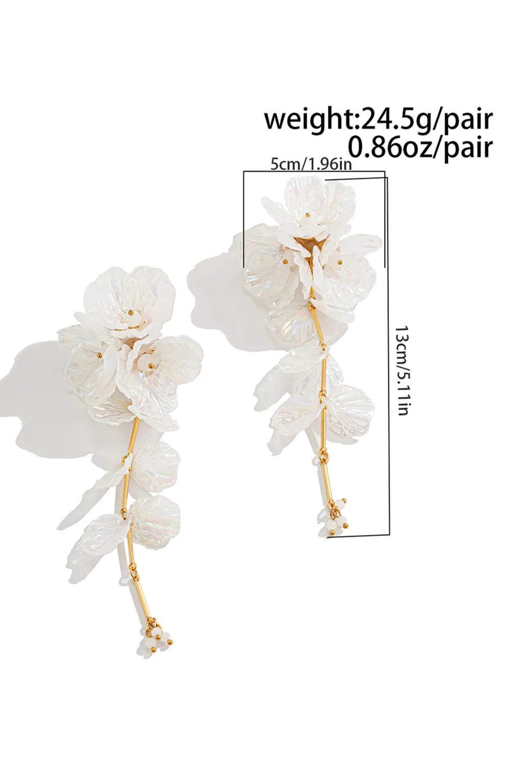 Elegant Beaded Plastic 3D Petal Flower Drop Earrings