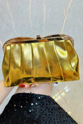Glossy Shiny Pleated Detachable Chain Square Shaped Party Clutch Bag