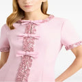Pink Sequined Bow Decor Short Sleeve Mini Sheath Dress