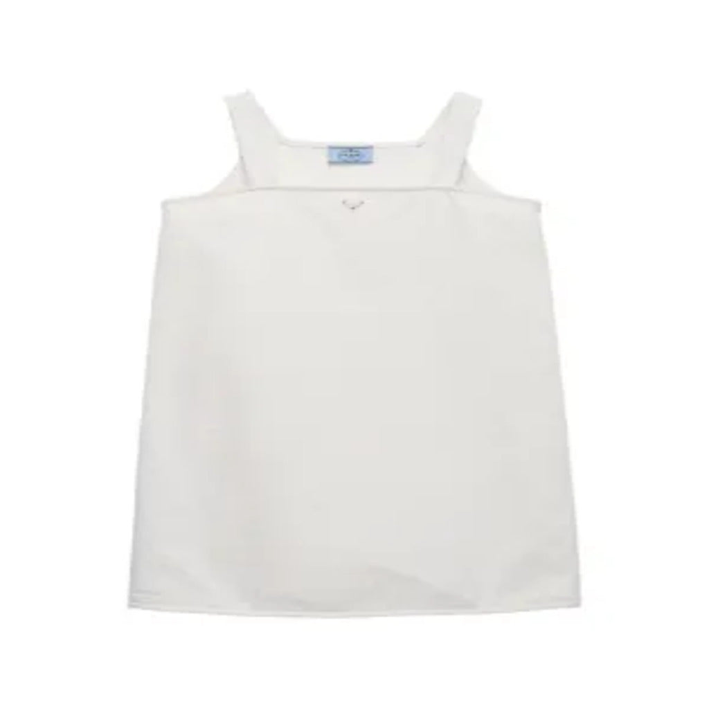 White Logo Plaque Wide Strap Square Neck Mini Shift Dress