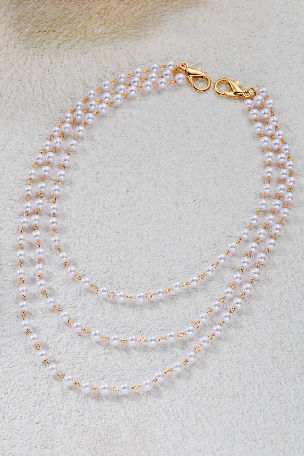 Elegant Multi-Layered Imitation Pearl Shoulder Chain Finger Ring Bracelet