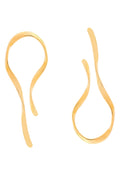 Abstract Fluid Shape Gold Tone Asymmetric Long Drop Earrings