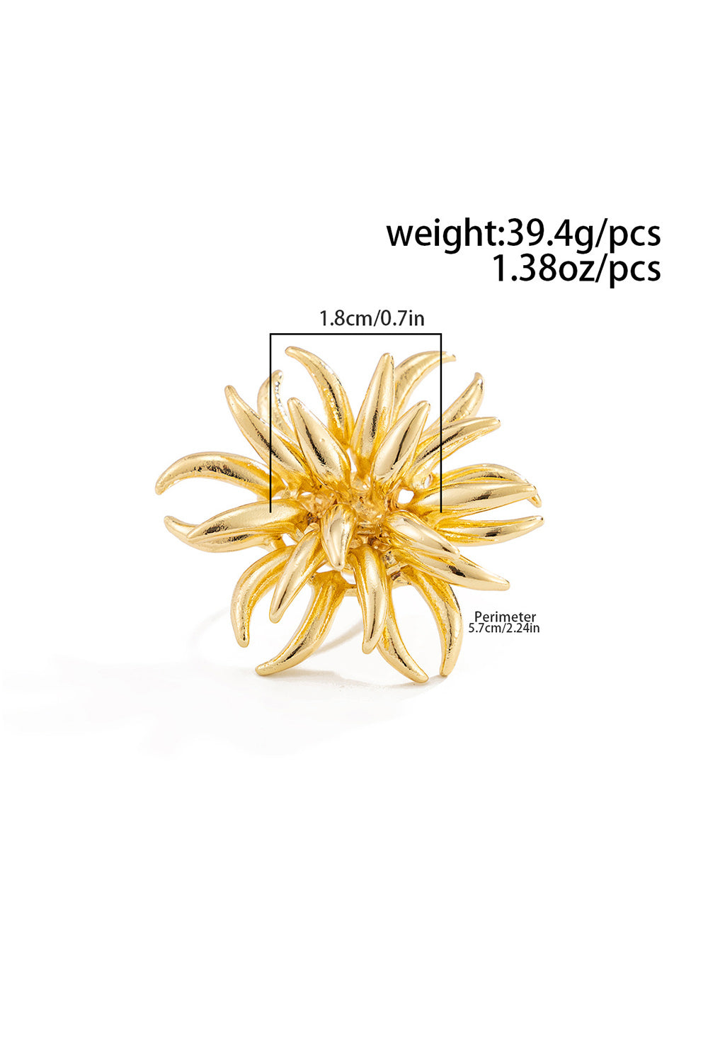 Fashionable Metallic Sheen Flower Shaped Geometric Ring Brooch
