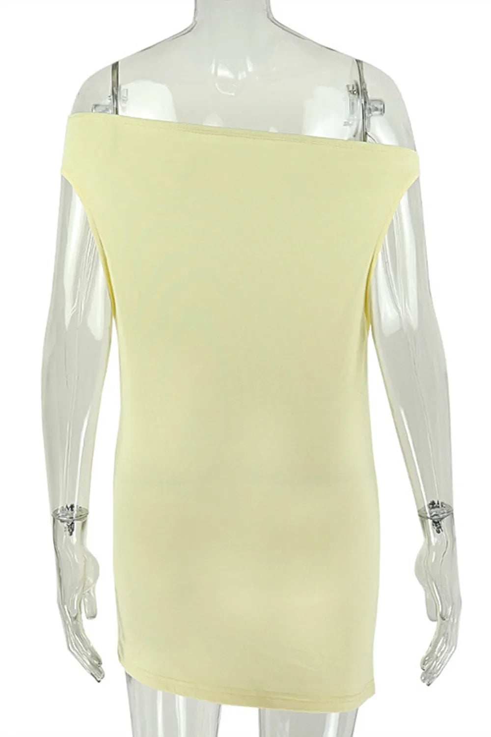 Off Shoulder Sleeveless Solid Color Slim Fit Party Mini Dresses-Yellow