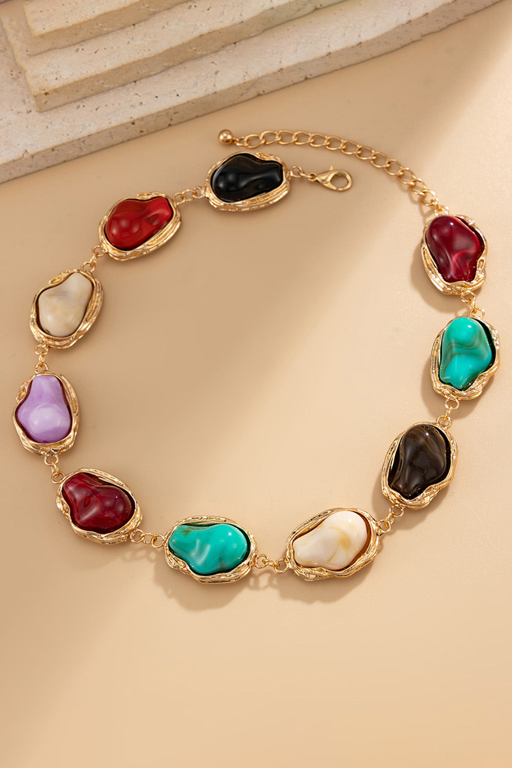 Retro Multicolor Irregular Shaped Resin Earrings Necklace