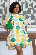 All Over Print Puff Sleeve Loose Fit Mini Dresses