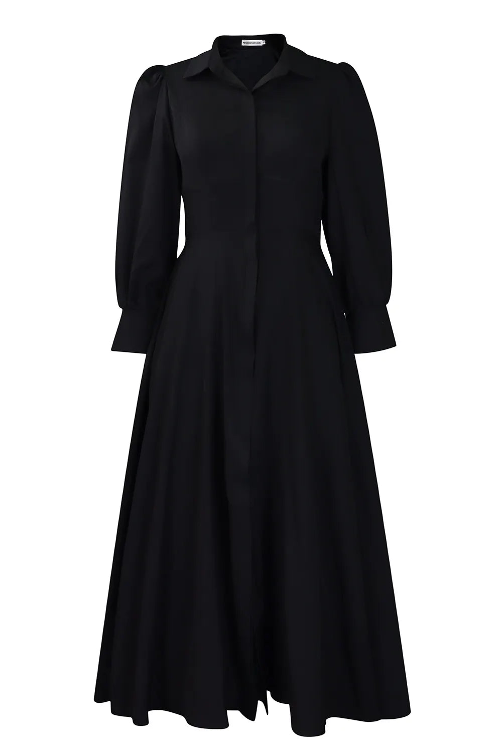 Collar Long Sleeve Cinch Waist Solid Color Maxi Shirt Dresses-Pink