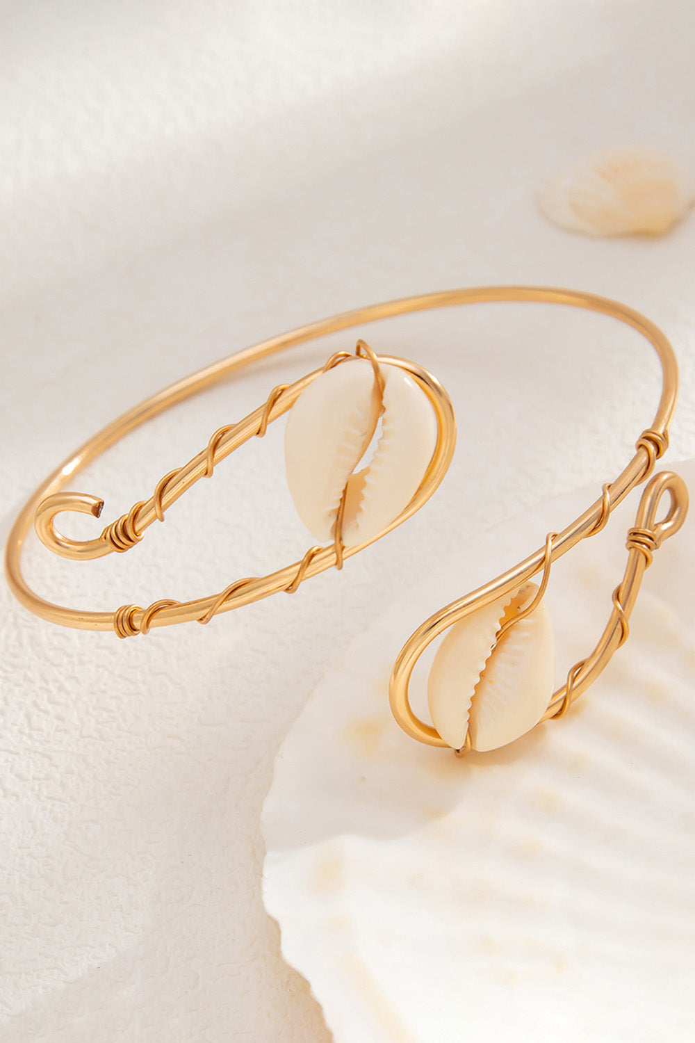 Vacation Style Shell Decor Wired Open Armlet Bracelet