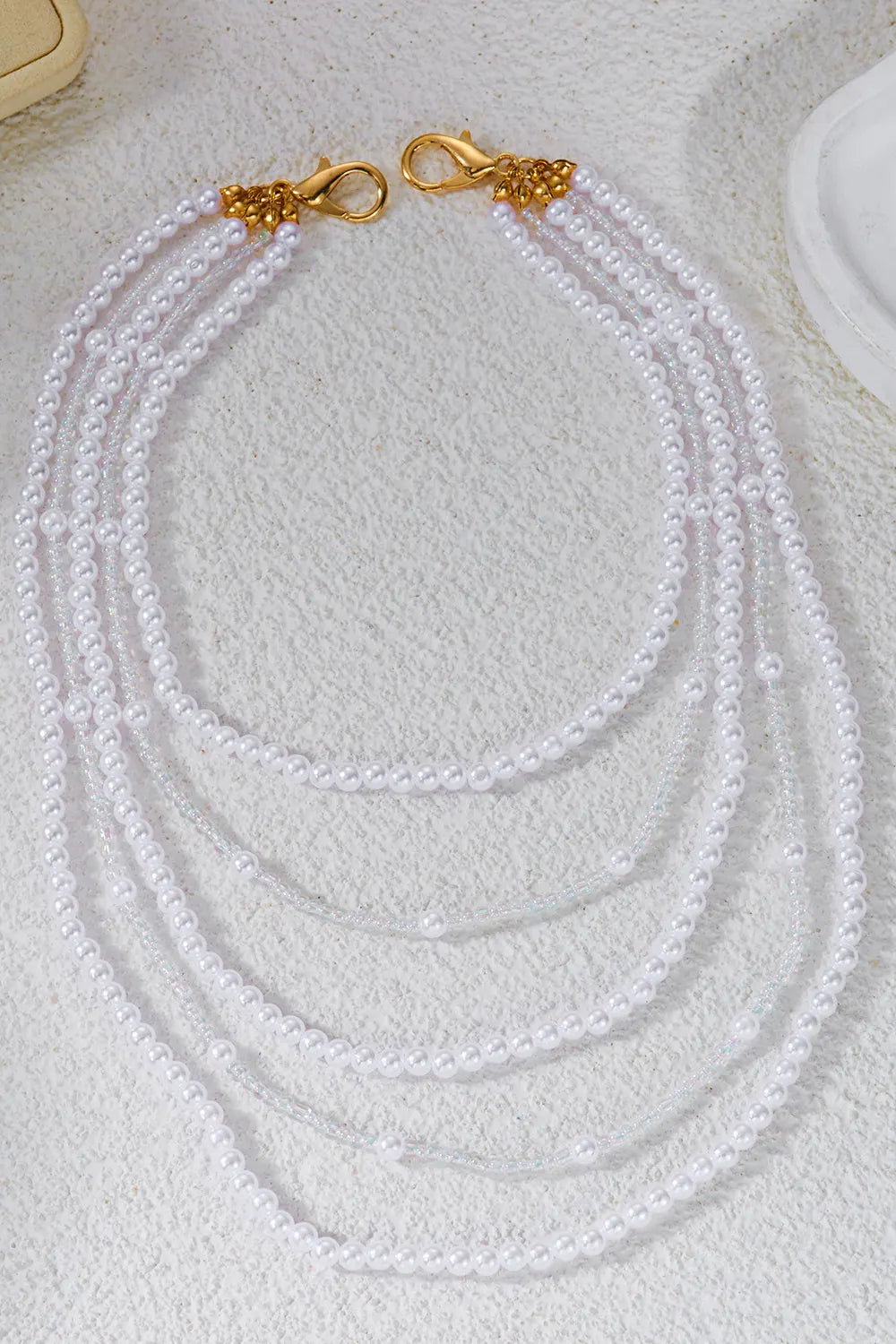Elegant Multi-Layered Imitation Pearl Shoulder Chain Finger Ring Bracelet