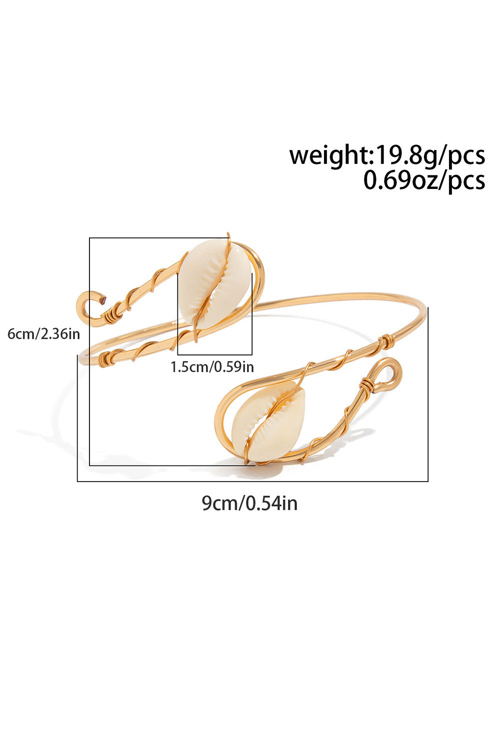 Vacation Style Shell Decor Wired Open Armlet Bracelet