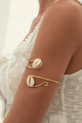Vacation Style Shell Decor Wired Open Armlet Bracelet