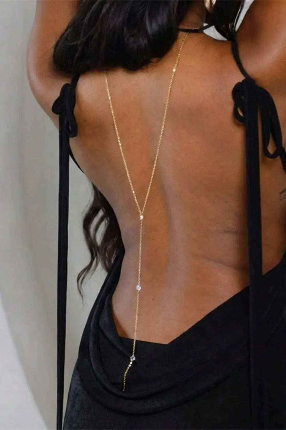Minimalist Gold Beaded V Shape Long Tassel Body Chain