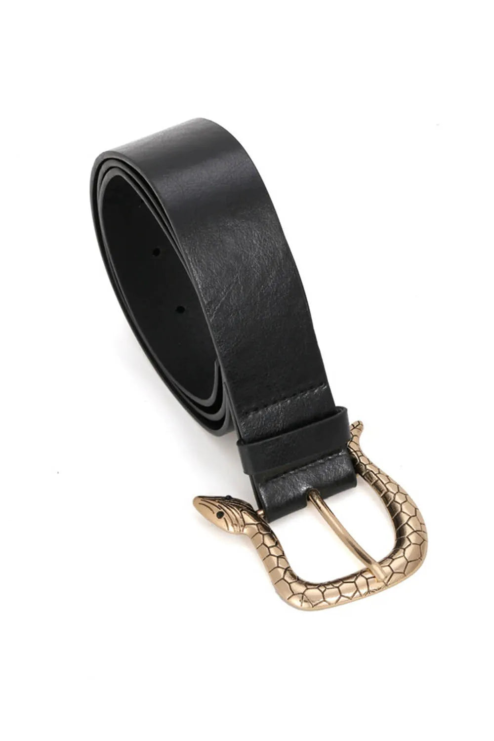 Gothic Punk Gold Snake Shaped Buckle PU Leather Blet