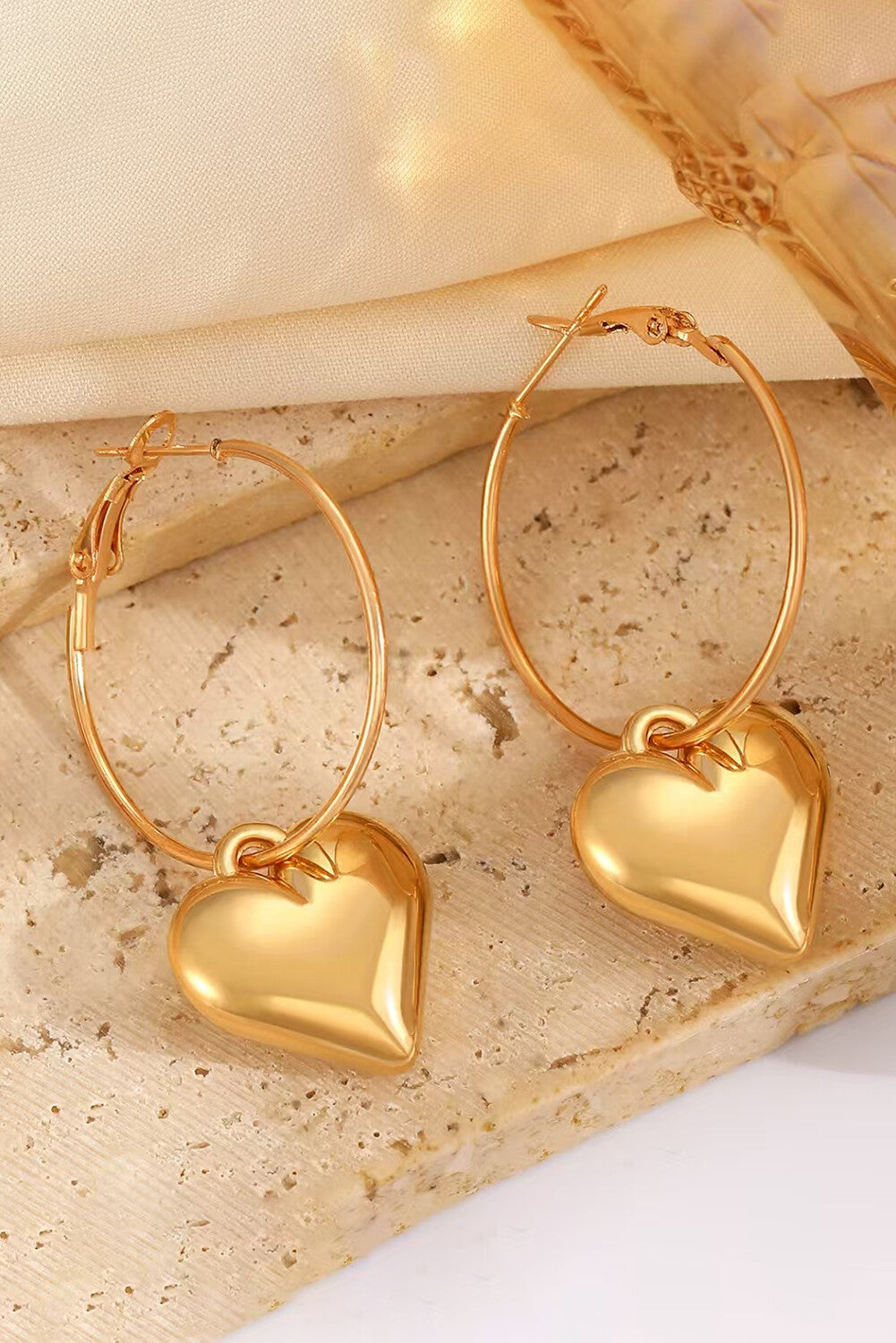 Alloy Heart Pendant Fashionable Hoop Earrings