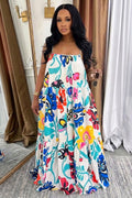 Cami Neck Floral Print Loose Fit Vacation Maxi Dresses