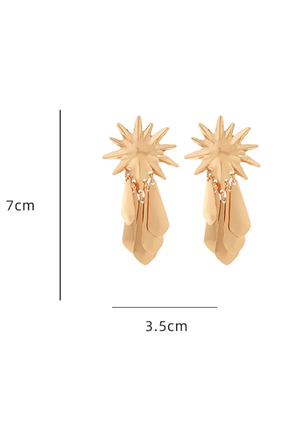 Geometric Sun Motif Metal Fringed Dangle Earrings