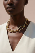 Irregular Oval Link Stacked Statement Choker Necklace