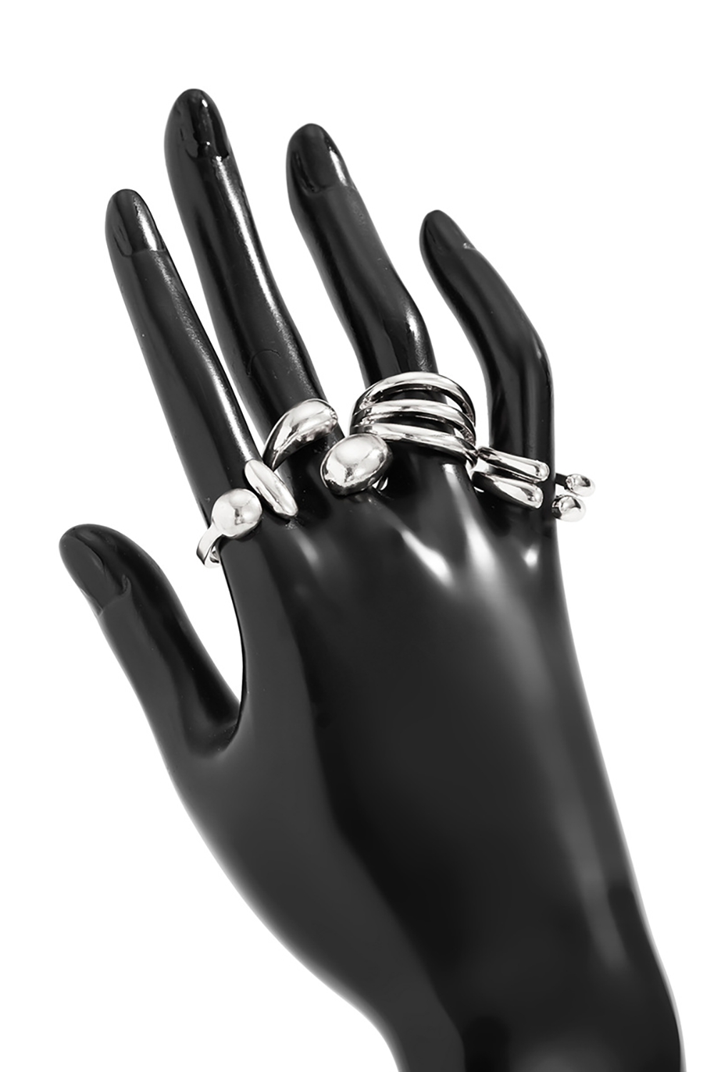 Glossy Alloy Fashionable Geometric Open Rings Set