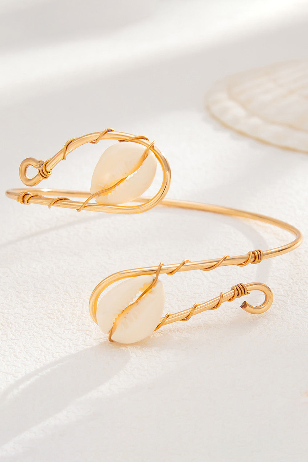 Vacation Style Shell Decor Wired Open Armlet Bracelet