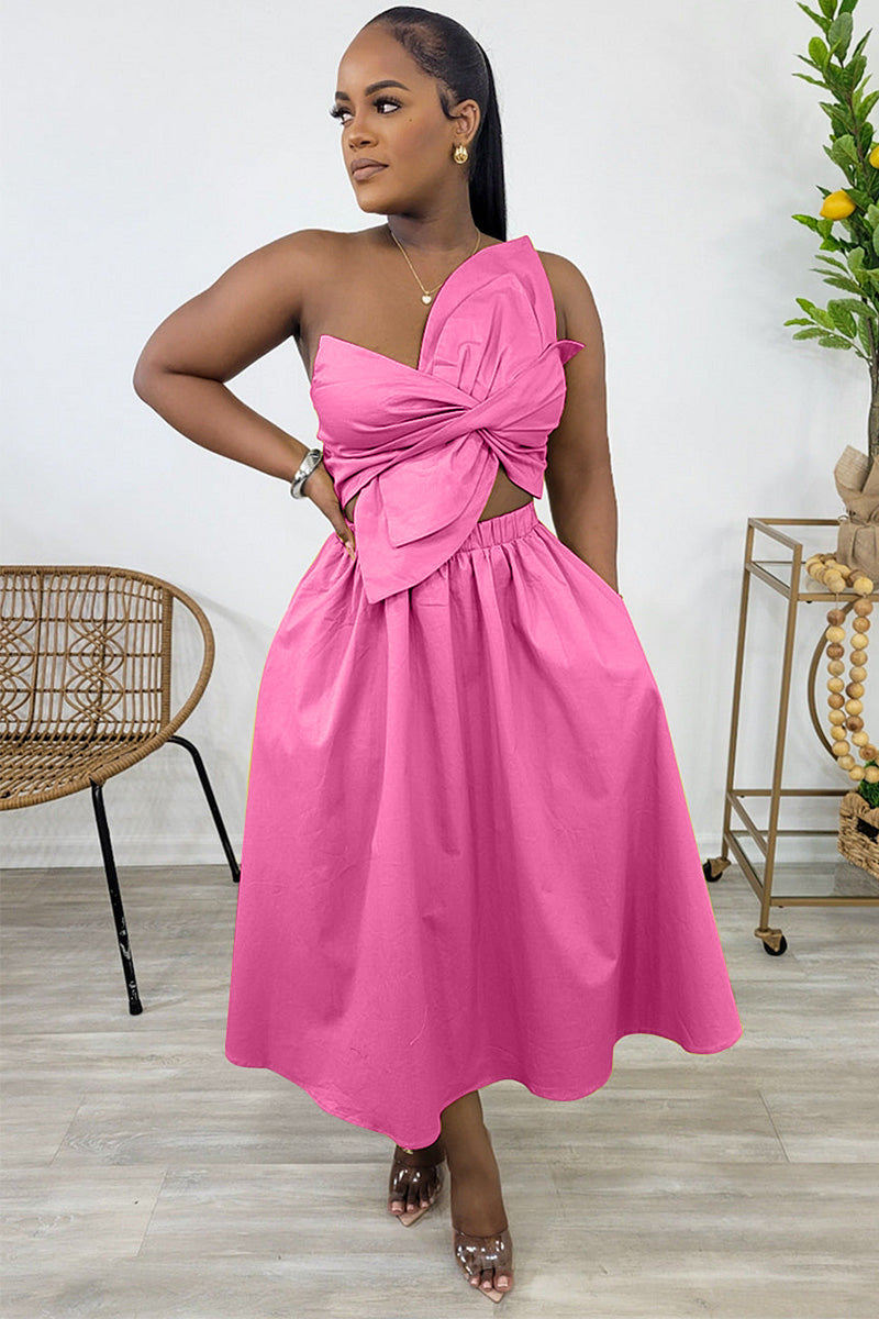 Irregular Design Ruched Cutout Sleeveless Midi Dresses-Green