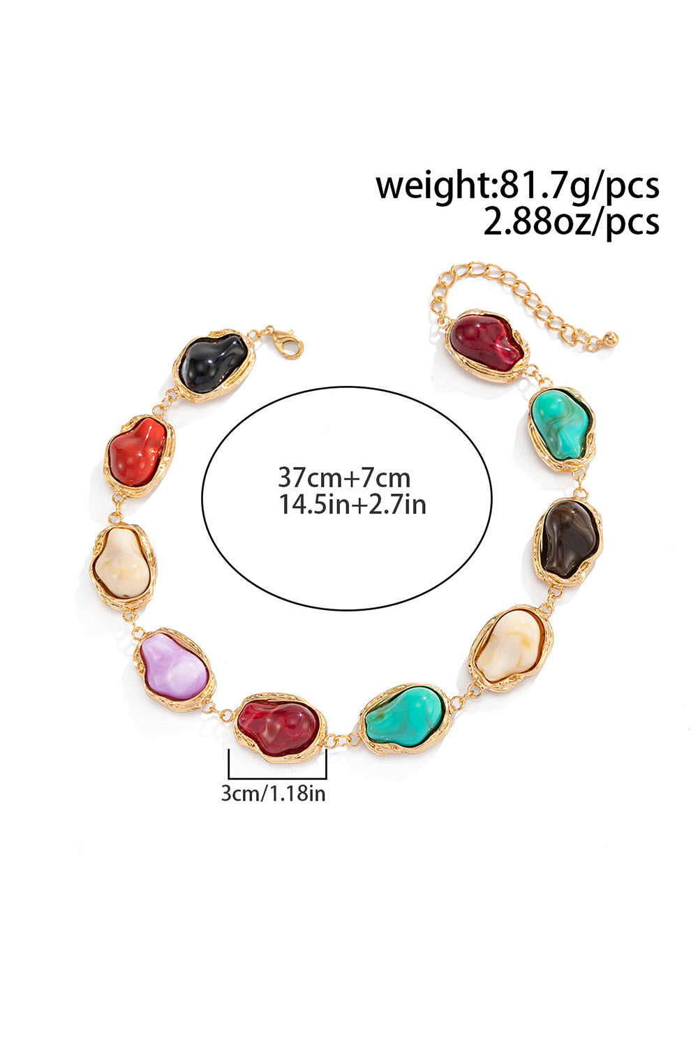 Retro Multicolor Irregular Shaped Resin Earrings Necklace