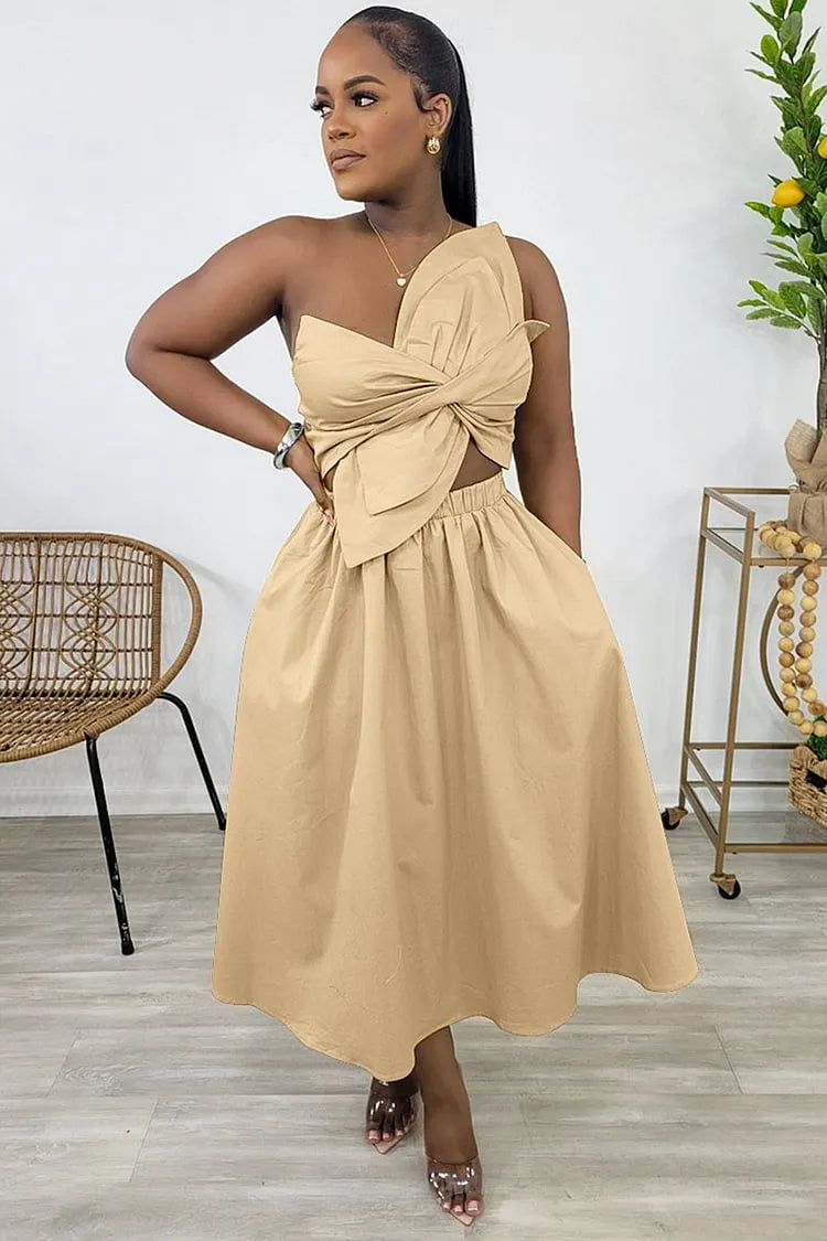 Irregular Design Ruched Cutout Sleeveless Midi Dresses-Green