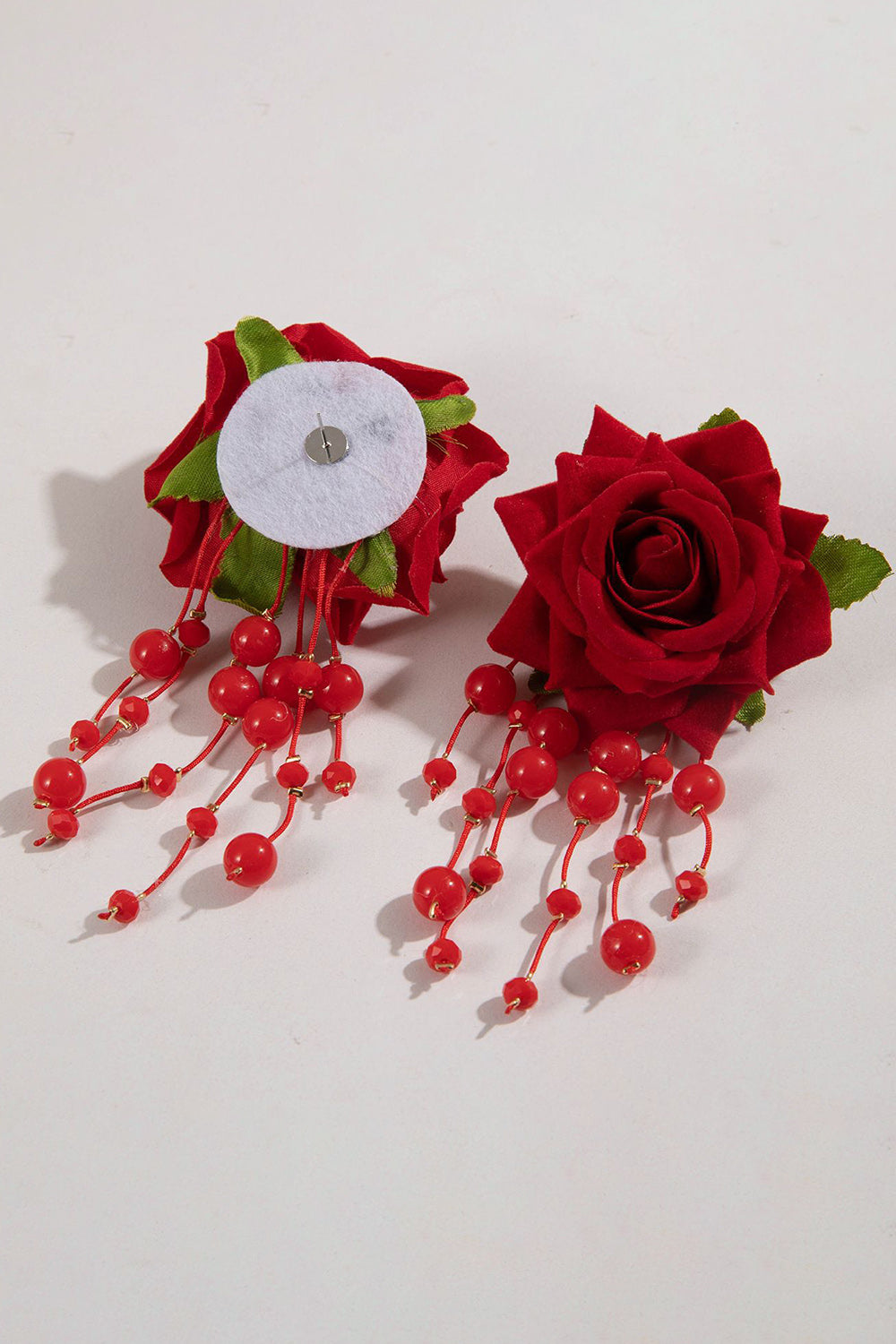 Bohemian Style 3D Floral Beaded Tassel Dangle Earrings