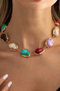 Retro Multicolor Irregular Shaped Resin Earrings Necklace