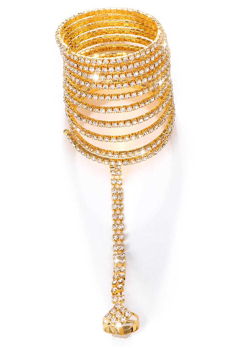 Fashionable Multi-Layer Rhinestone Finger Linked Bracelet