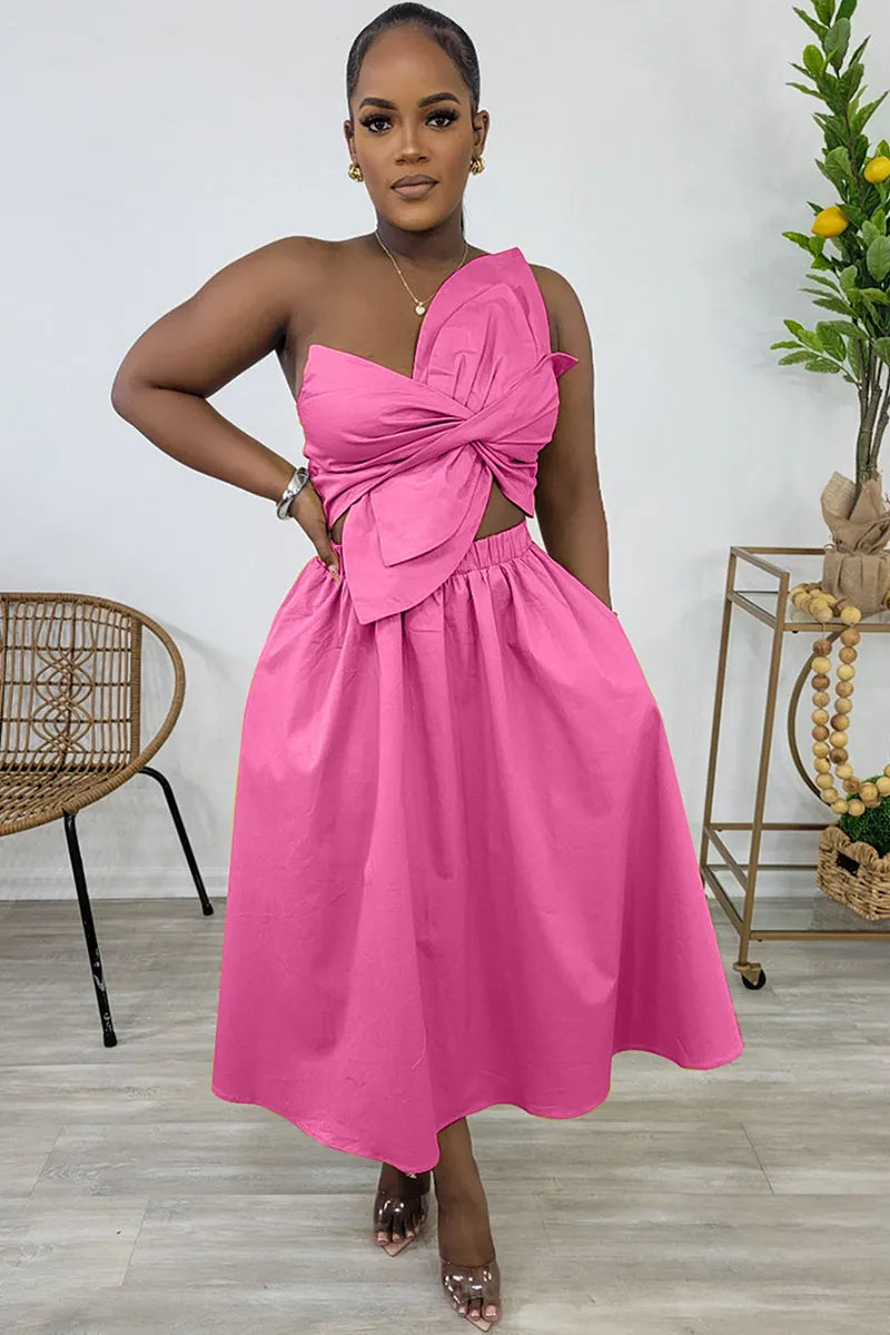 Irregular Design Ruched Cutout Sleeveless Midi Dresses-Green