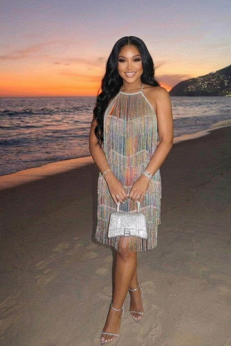 Halter Sleeveless Fringe Slim Fit Party Mini Dresses