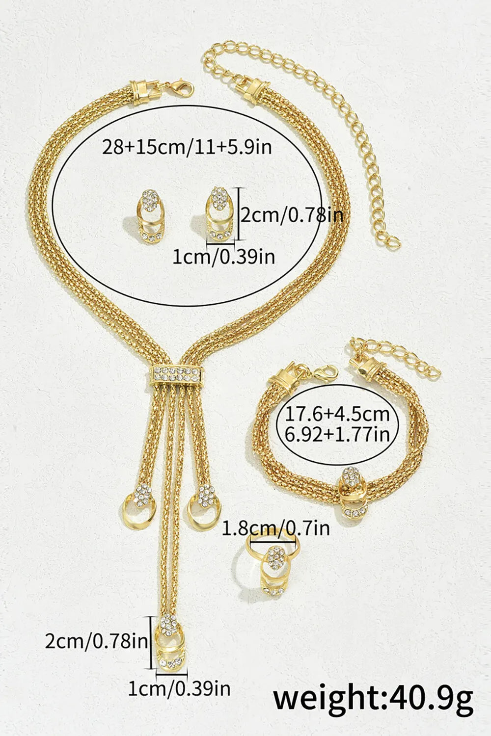 Rhinestone Decor Stud Earrings Fashionable Jewelry Set